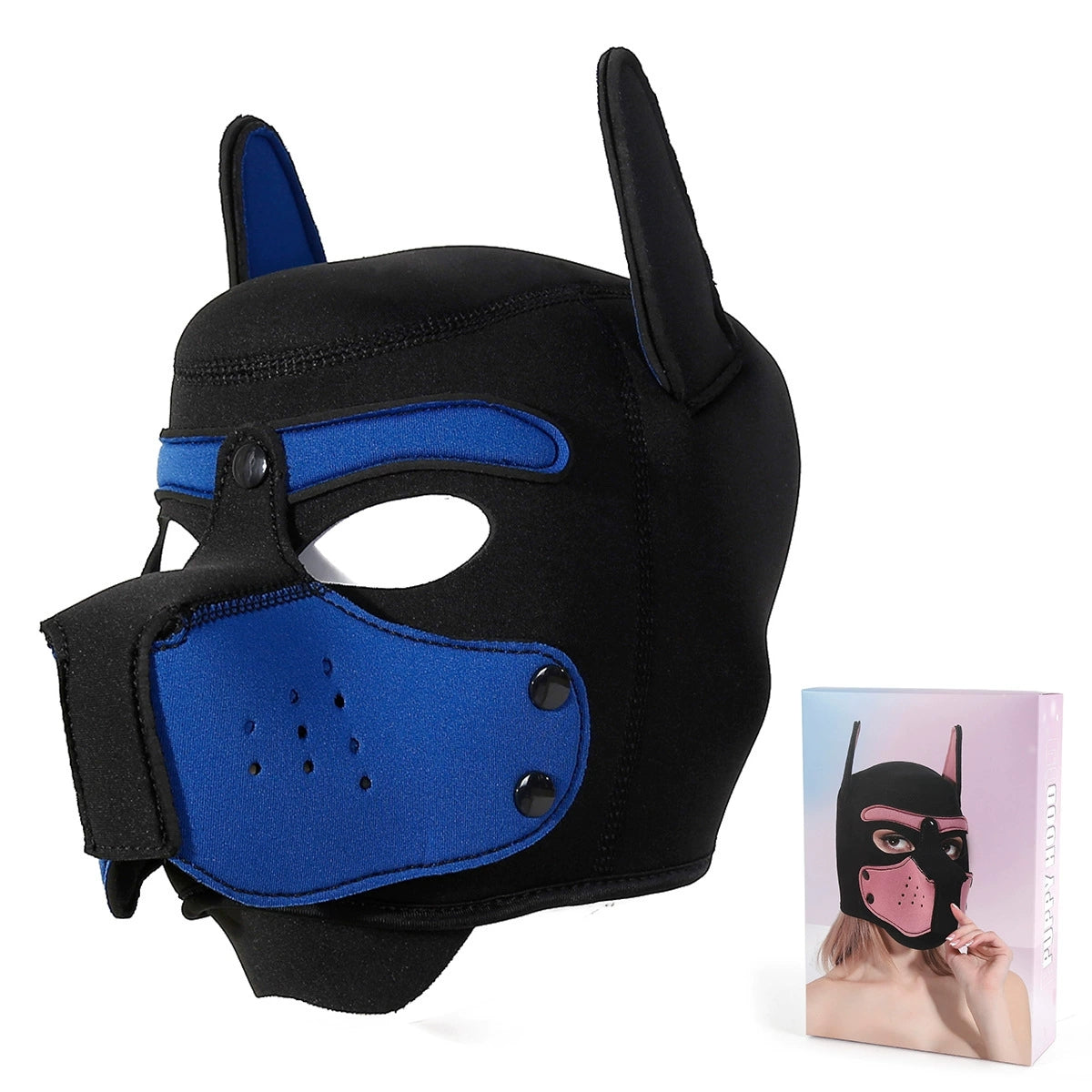Neoprene Puppy Face Muzzle Dog Removable Full Head Hood Mask With Ears