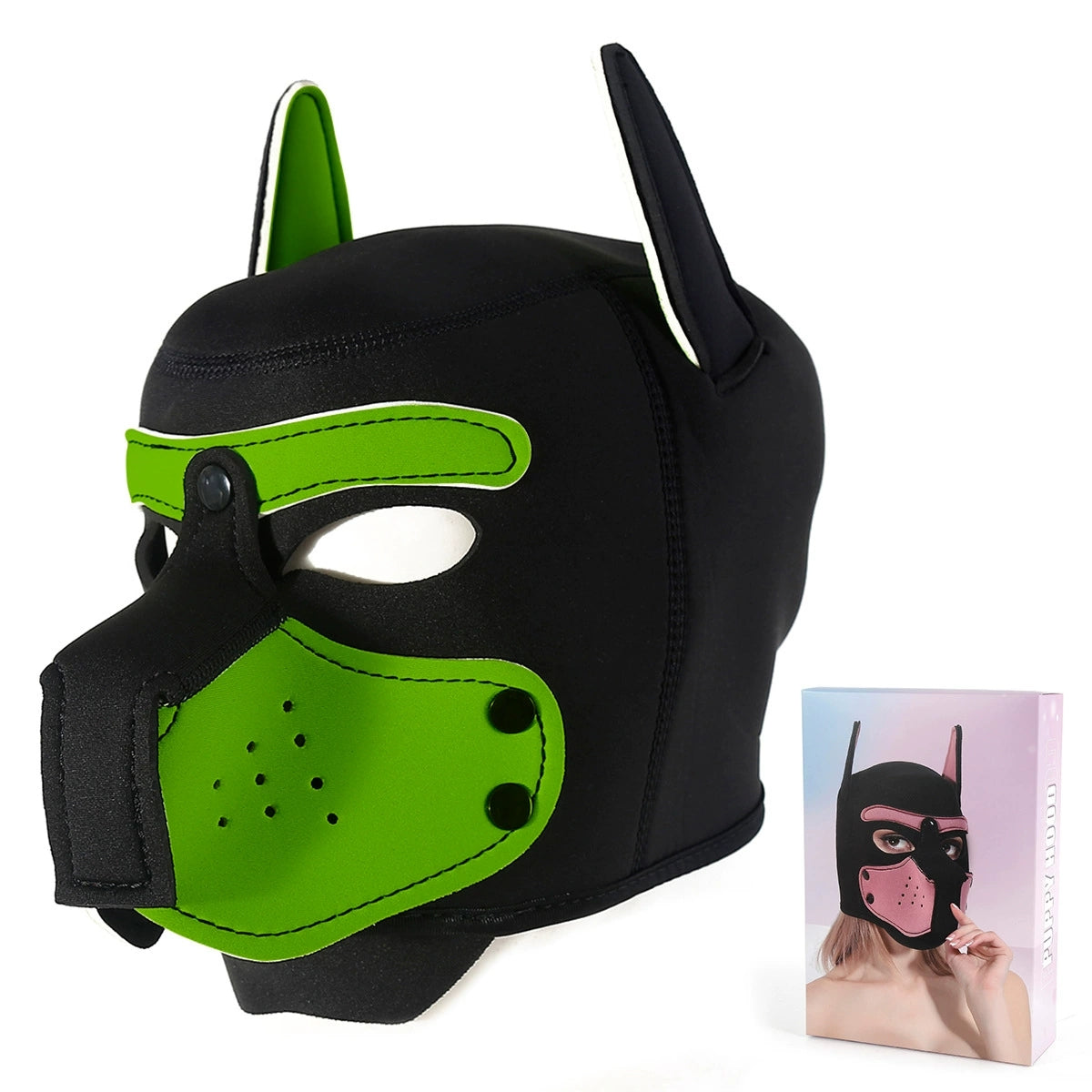 Neoprene Puppy Face Muzzle Dog Removable Full Head Hood Mask With Ears