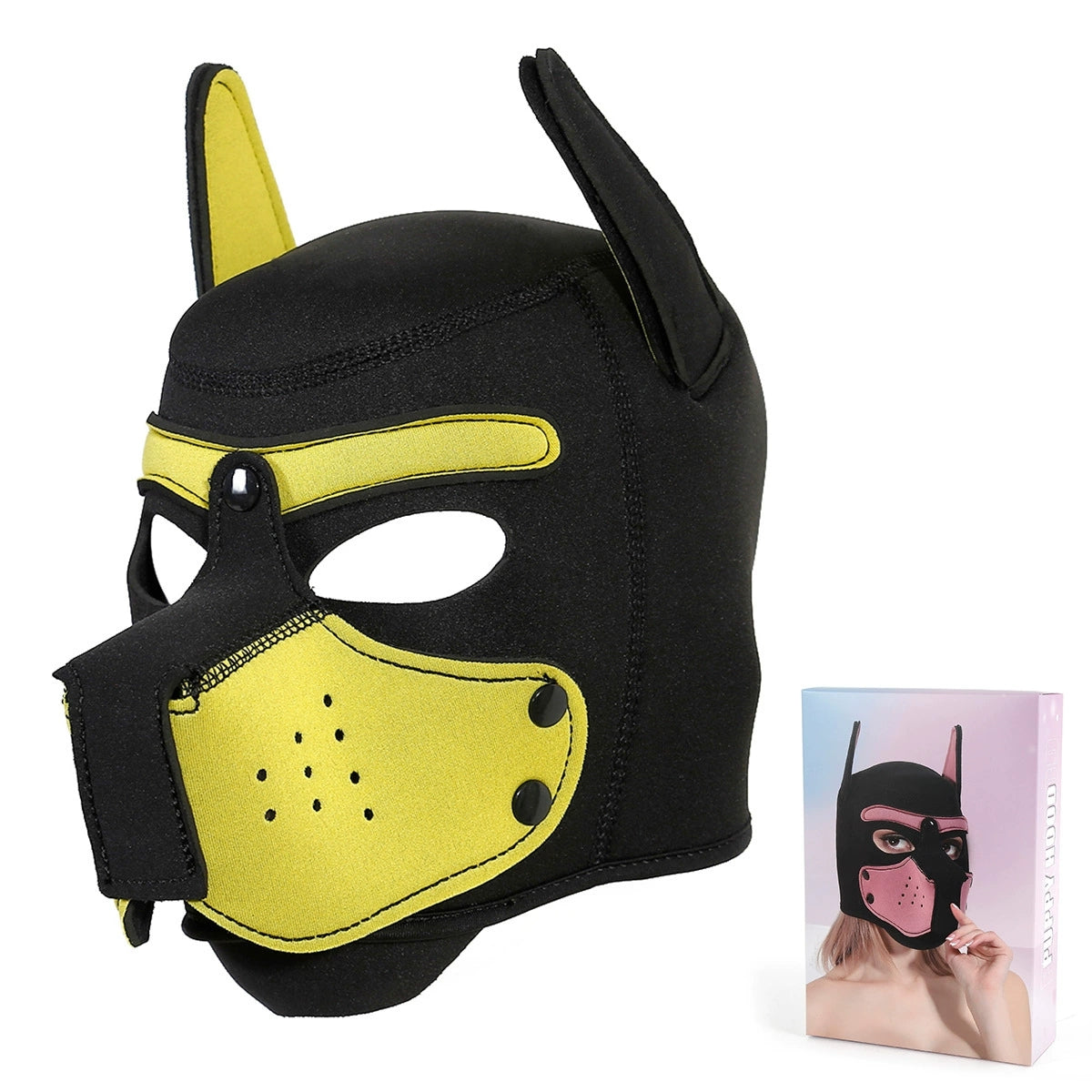 Neoprene Puppy Face Muzzle Dog Removable Full Head Hood Mask With Ears