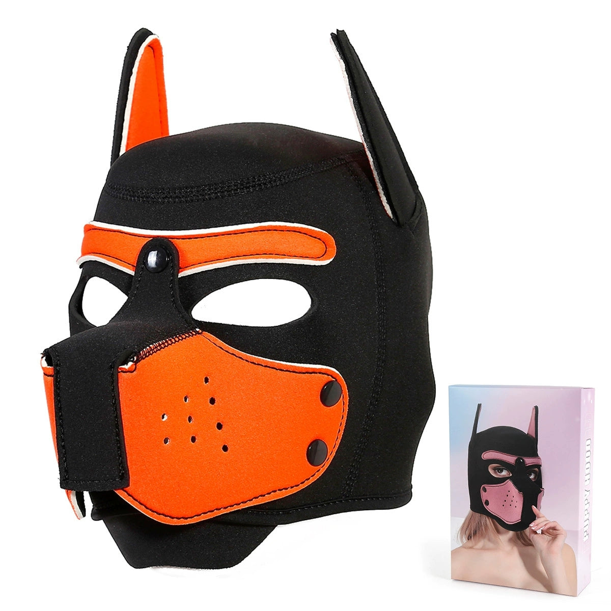 Neoprene Puppy Face Muzzle Dog Removable Full Head Hood Mask With Ears