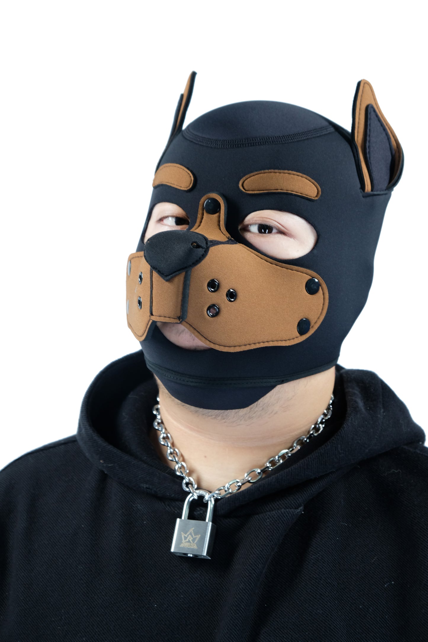 Neoprene Puppy Face Muzzle Dog Removable Full Head Hood Mask With Ears Cosplay Prop