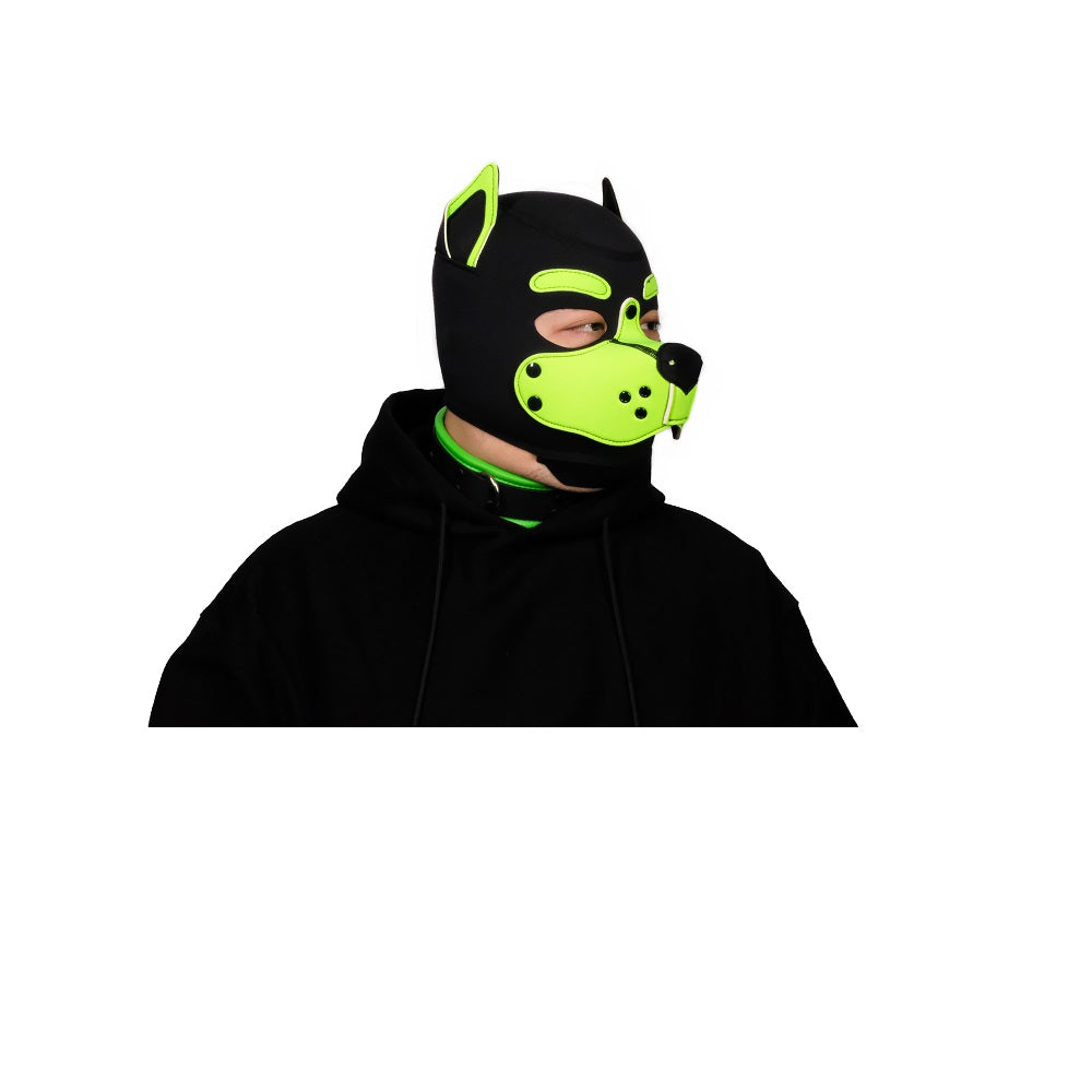 Neoprene Puppy Face Muzzle Dog Removable Full Head Hood Mask With Ears Cosplay Prop