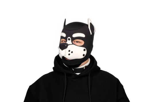 Neoprene Puppy Face Muzzle Dog Removable Full Head Hood Mask With Ears Cosplay Prop