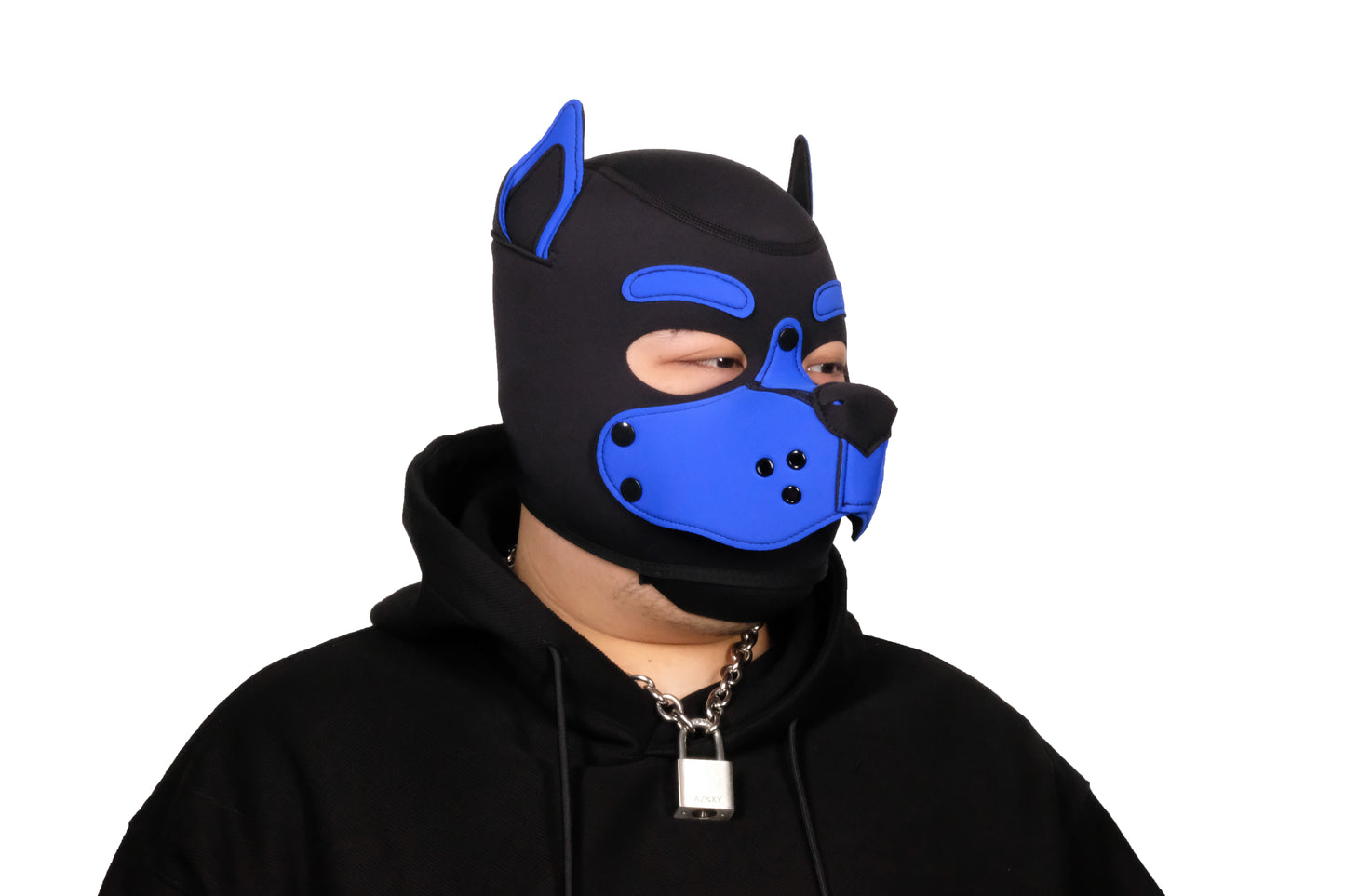 Neoprene Puppy Face Muzzle Dog Removable Full Head Hood Mask With Ears Cosplay Prop
