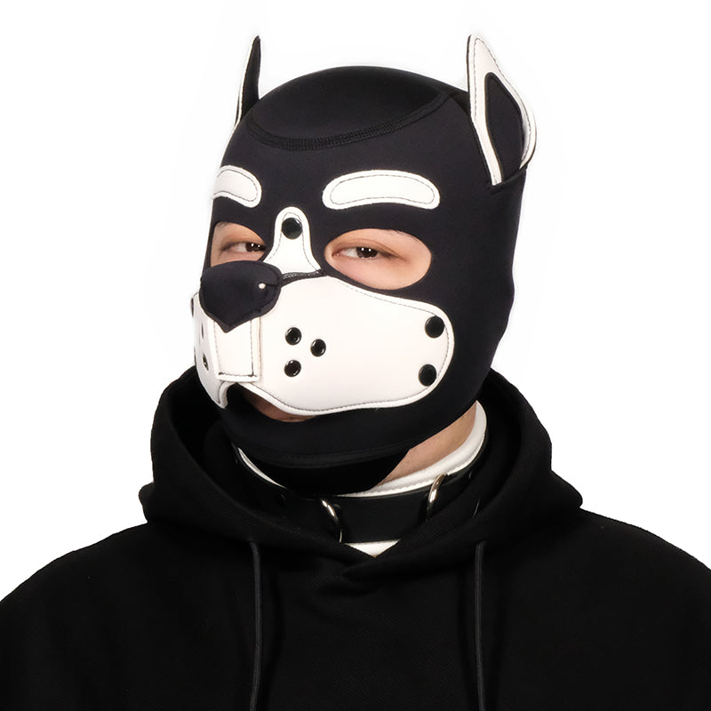 Neoprene Puppy Face Muzzle Dog Removable Full Head Hood Mask With Ears Cosplay Prop
