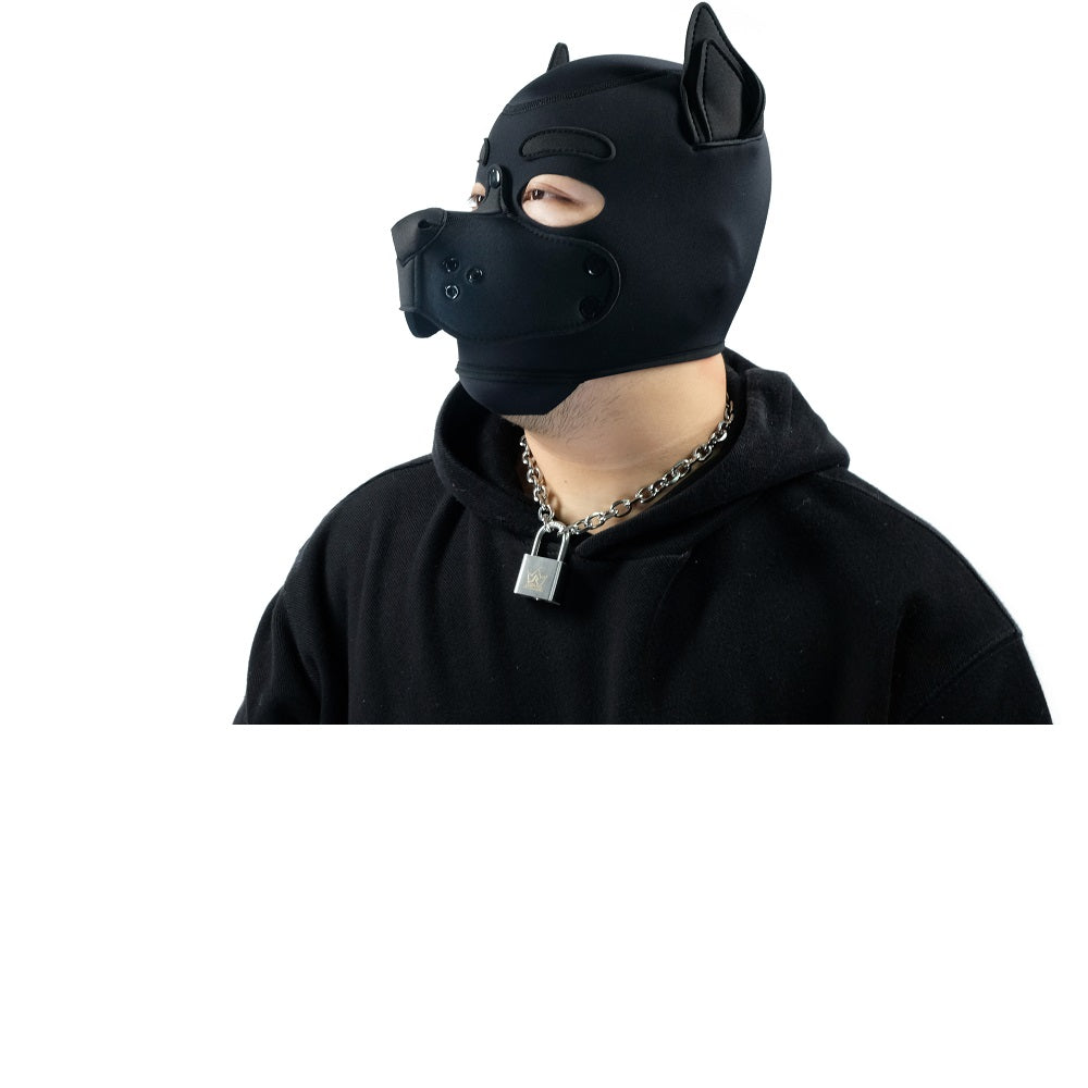 Neoprene Puppy Face Muzzle Dog Removable Full Head Hood Mask With Ears Cosplay Prop