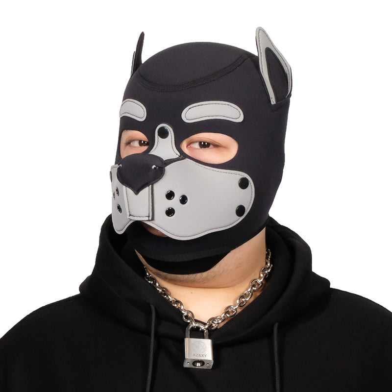 Neoprene Puppy Face Muzzle Dog Removable Full Head Hood Mask With Ears Cosplay Prop