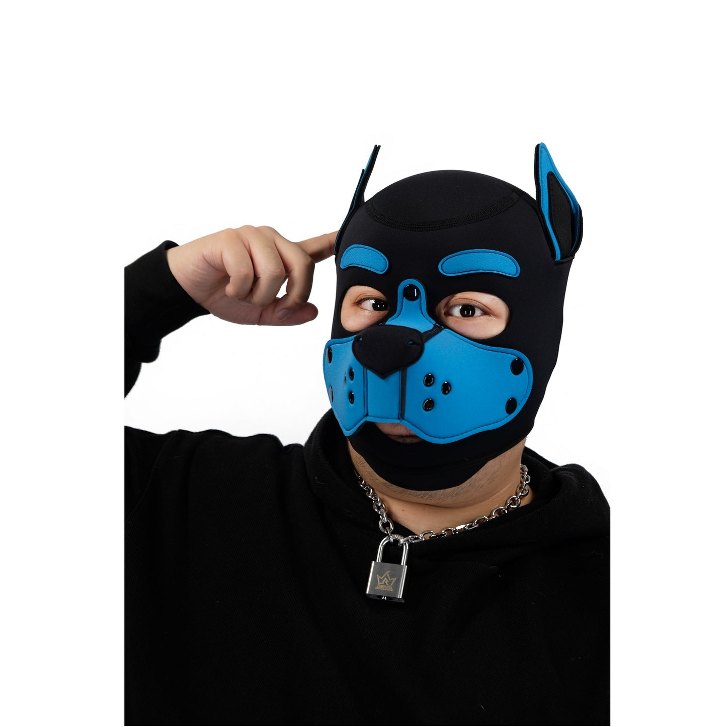 Neoprene Puppy Face Muzzle Dog Removable Full Head Hood Mask With Ears Cosplay Prop