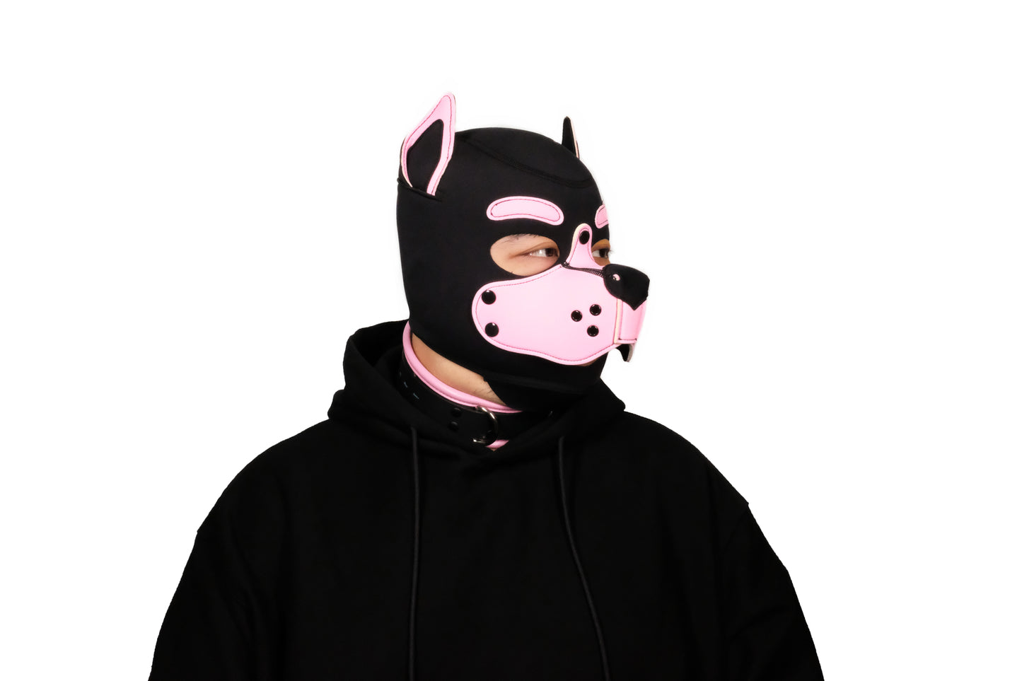 Neoprene Puppy Face Muzzle Dog Removable Full Head Hood Mask With Ears Cosplay Prop