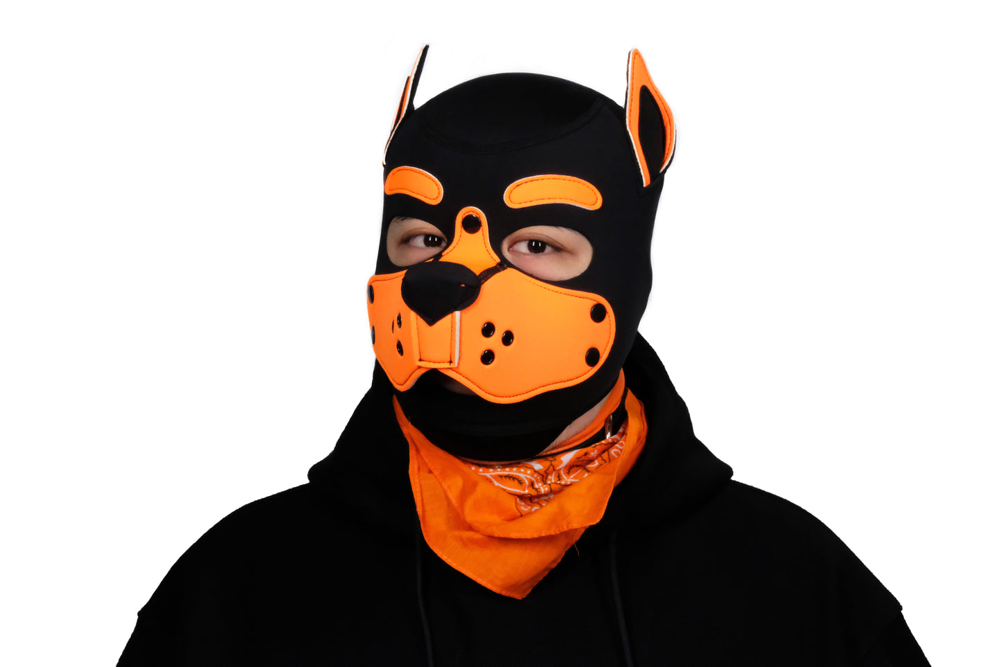 Neoprene Puppy Face Muzzle Dog Removable Full Head Hood Mask With Ears Cosplay Prop