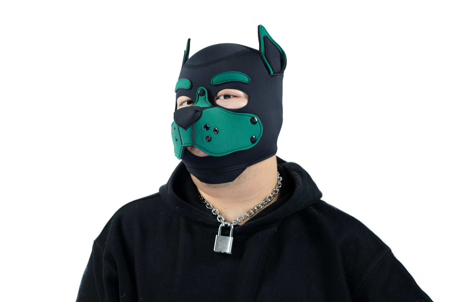 Neoprene Puppy Face Muzzle Dog Removable Full Head Hood Mask With Ears Cosplay Prop