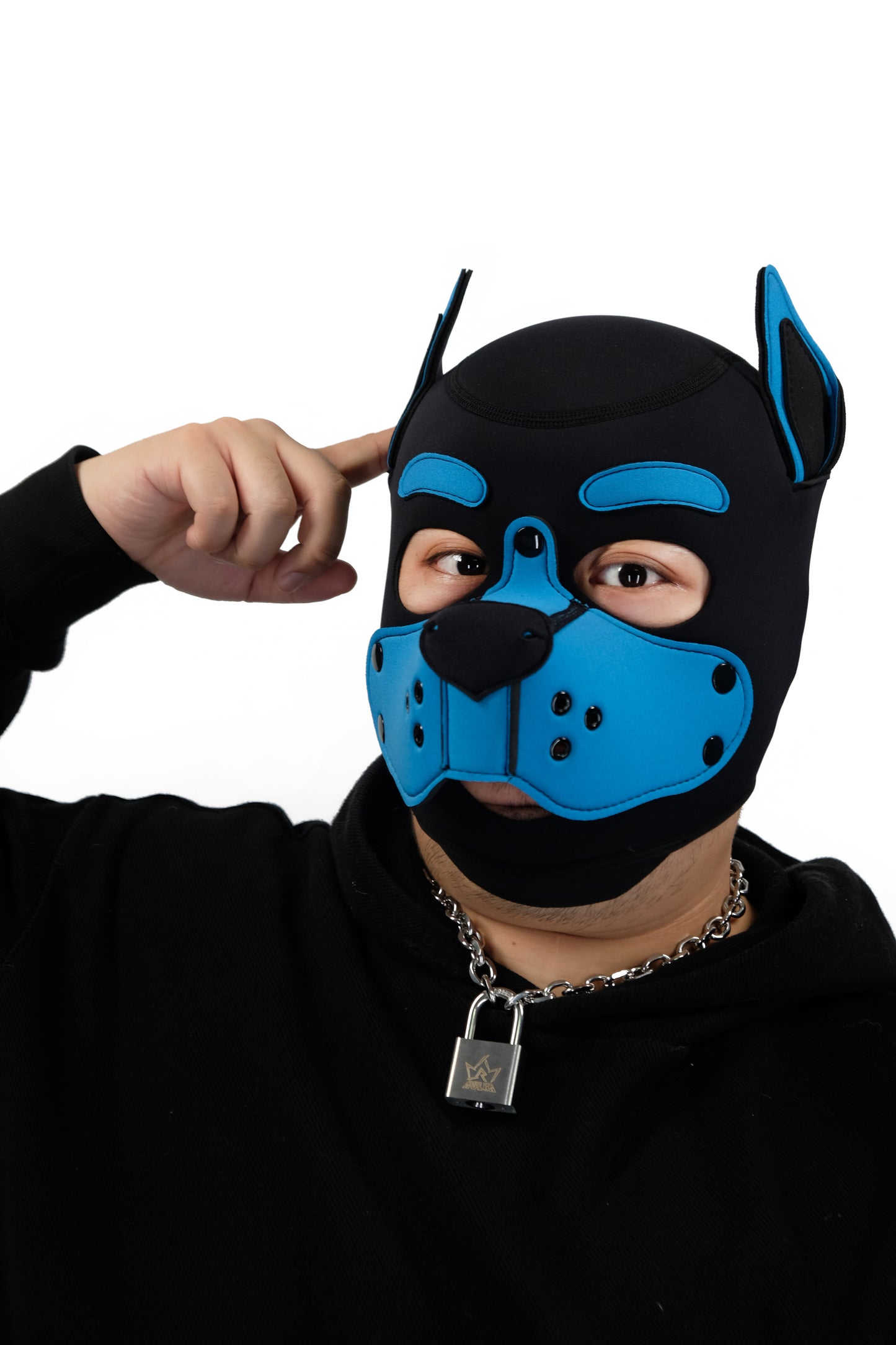 Neoprene Puppy Face Muzzle Dog Removable Full Head Hood Mask With Ears Cosplay Prop
