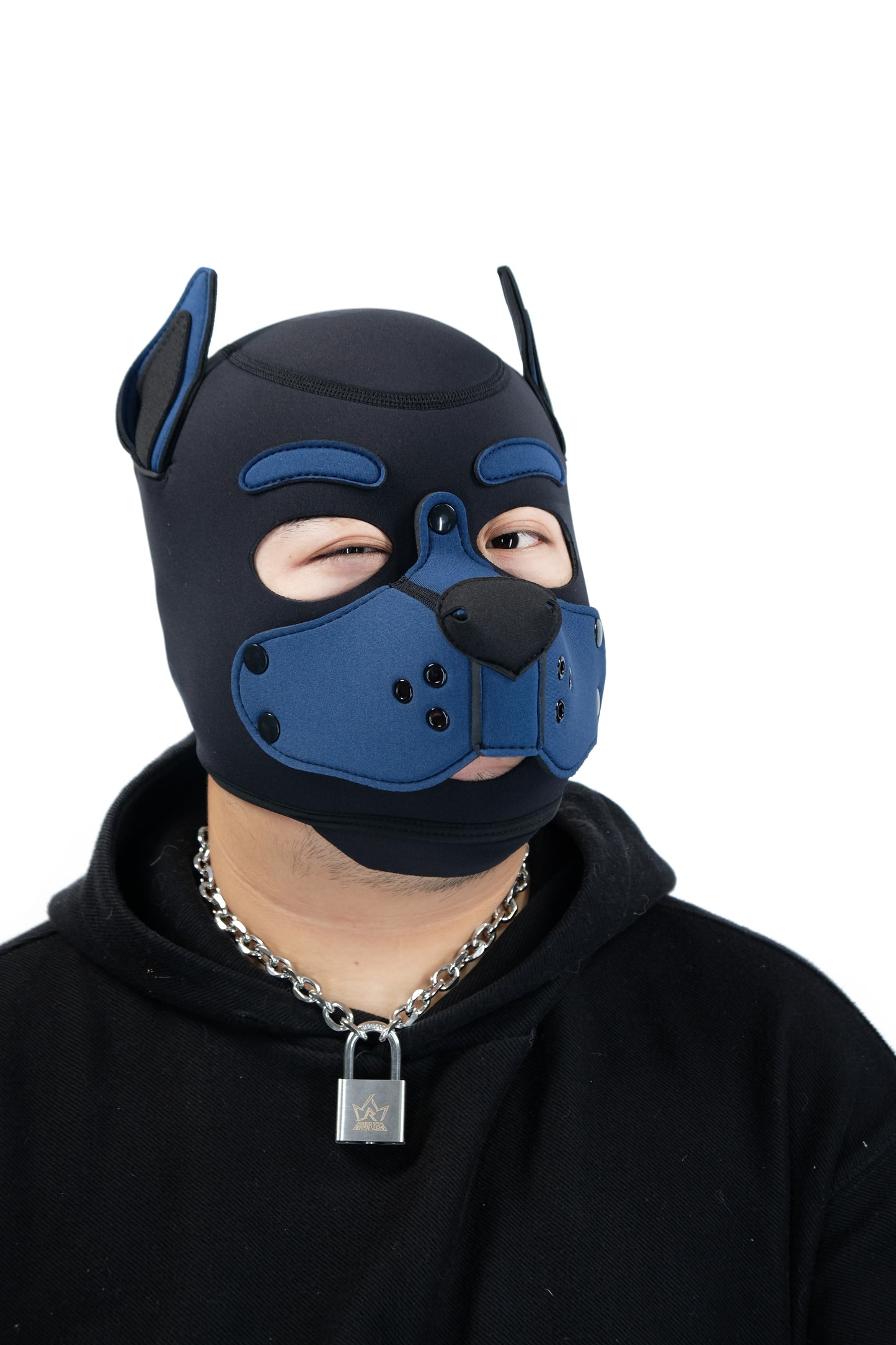 Neoprene Puppy Face Muzzle Dog Removable Full Head Hood Mask With Ears Cosplay Prop