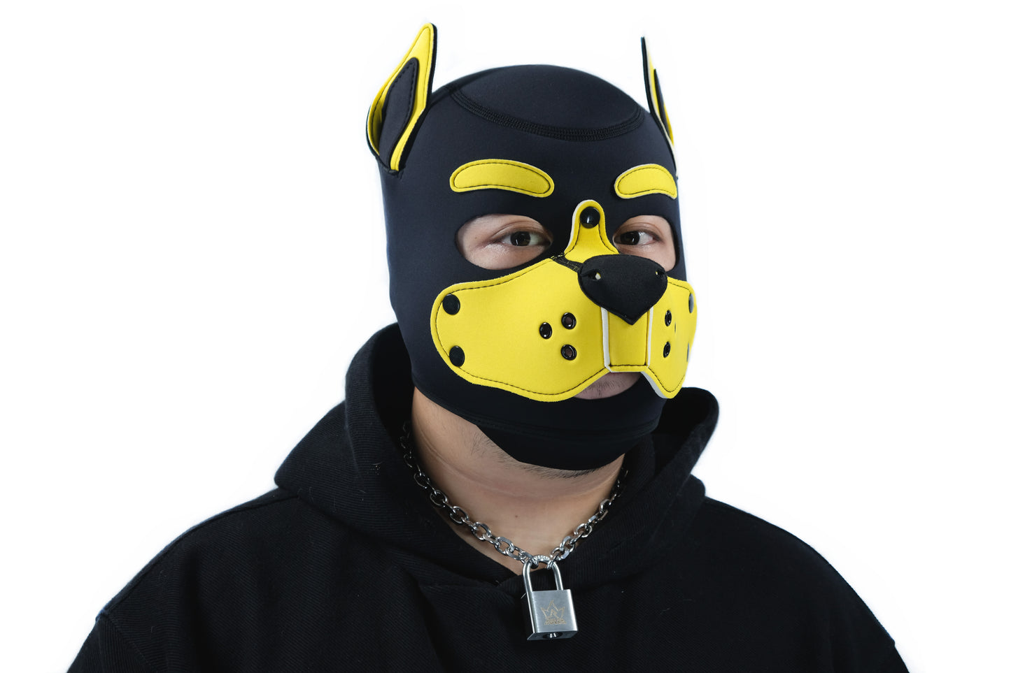 Neoprene Puppy Face Muzzle Dog Removable Full Head Hood Mask With Ears Cosplay Prop