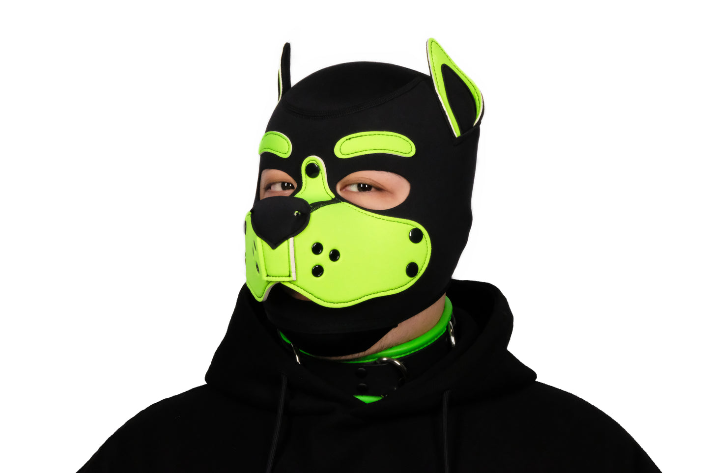 Neoprene Puppy Face Muzzle Dog Removable Full Head Hood Mask With Ears Cosplay Prop