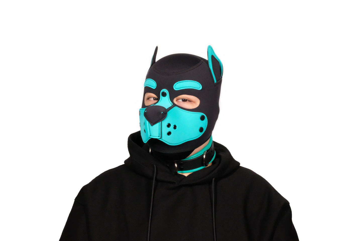Neoprene Puppy Face Muzzle Dog Removable Full Head Hood Mask With Ears Cosplay Prop