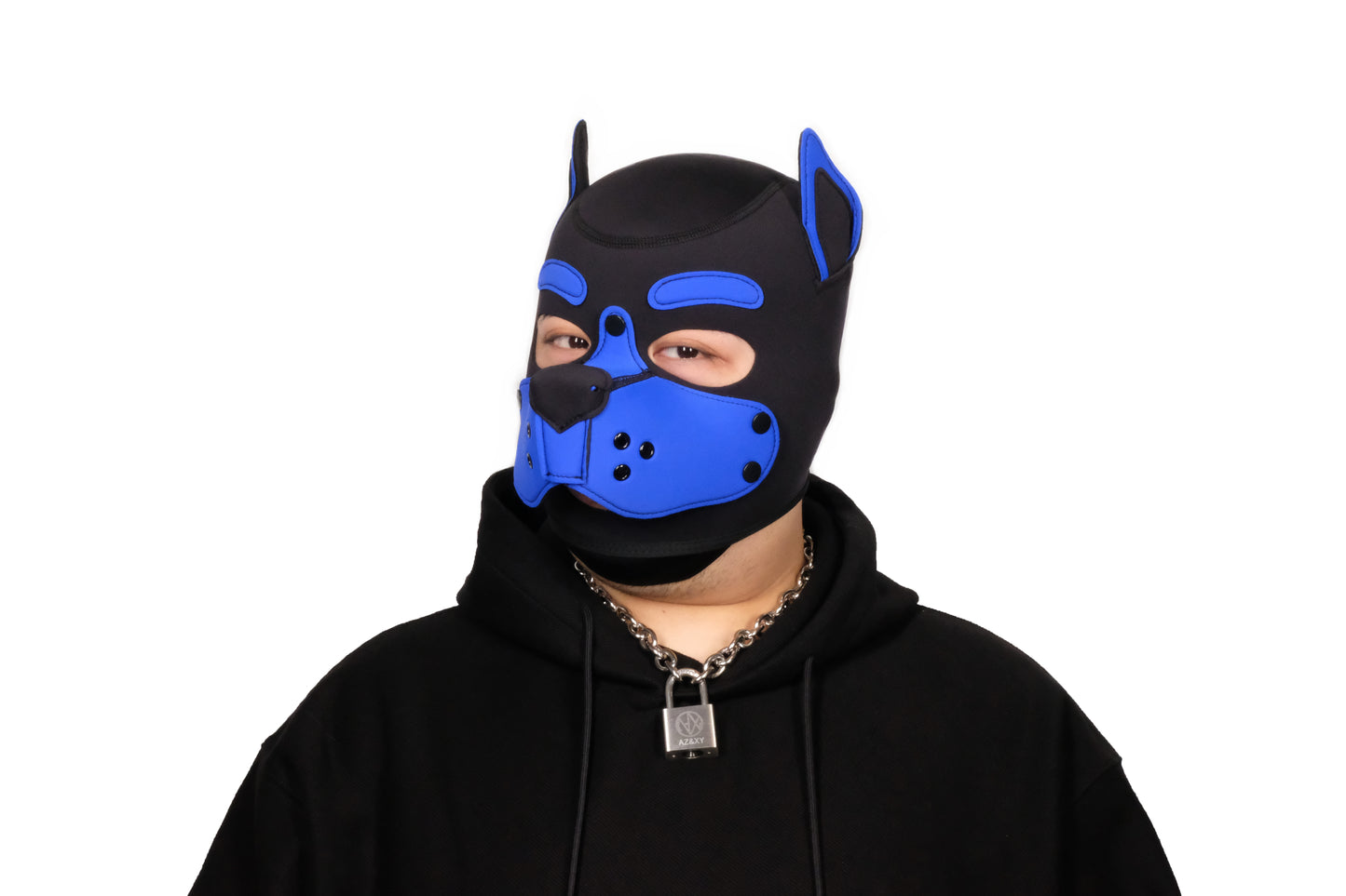 Neoprene Puppy Face Muzzle Dog Removable Full Head Hood Mask With Ears Cosplay Prop