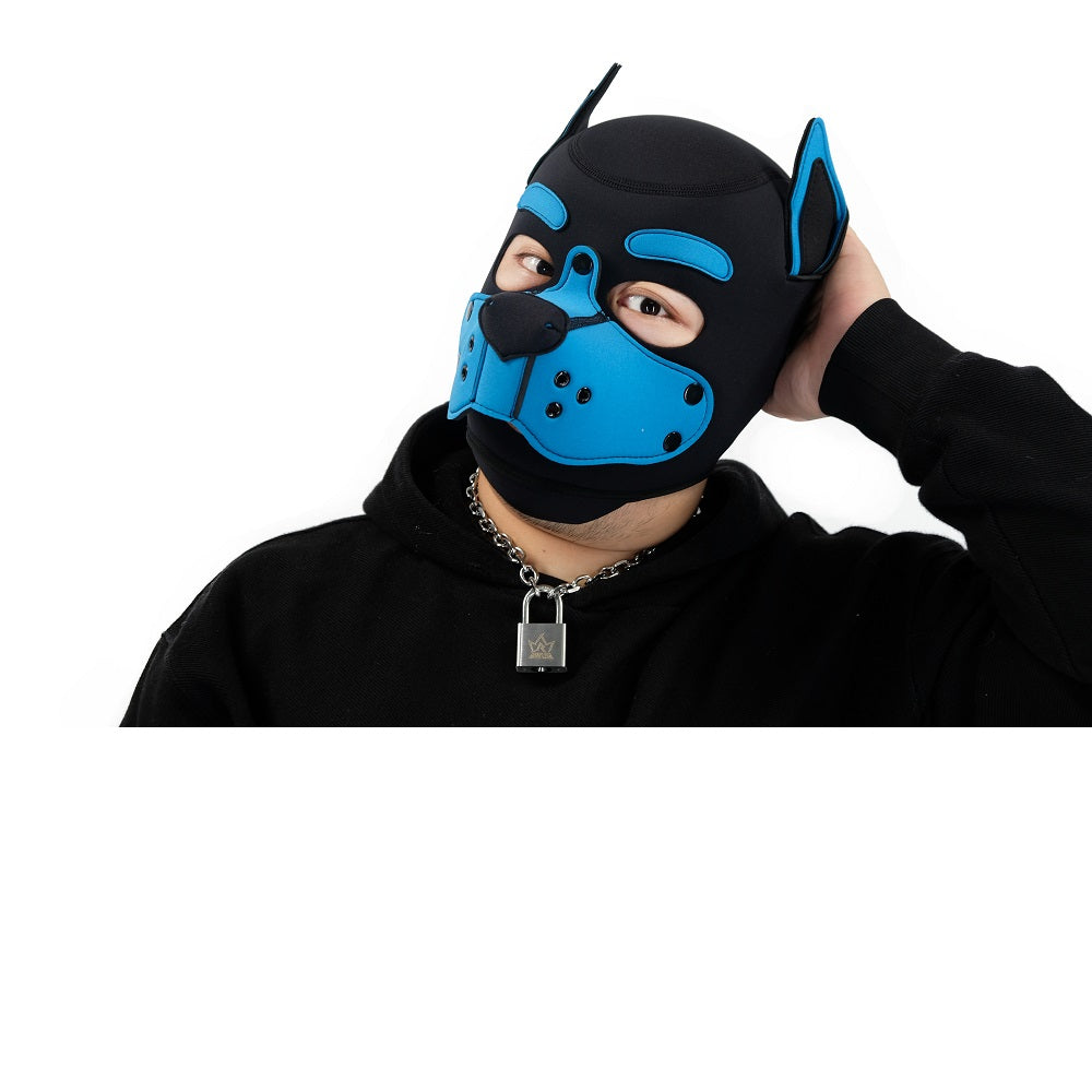 Neoprene Puppy Face Muzzle Dog Removable Full Head Hood Mask With Ears Cosplay Prop