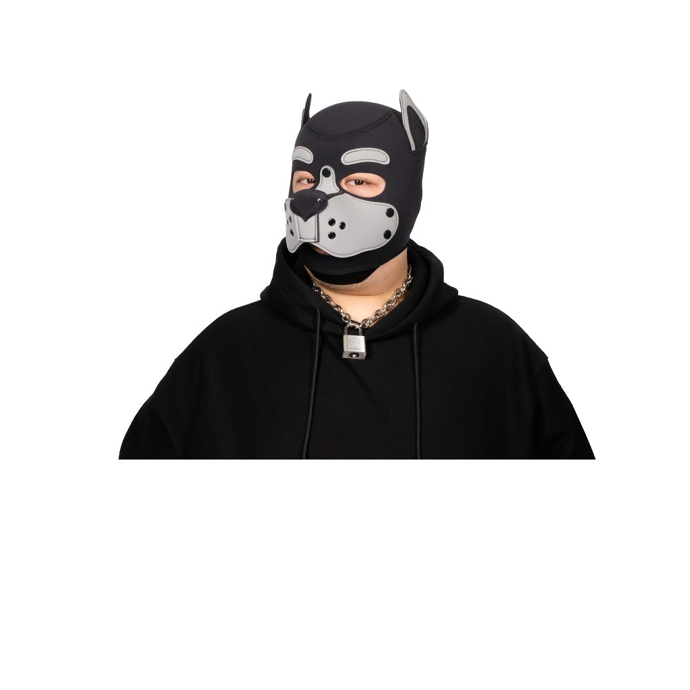 Neoprene Puppy Face Muzzle Dog Removable Full Head Hood Mask With Ears Cosplay Prop