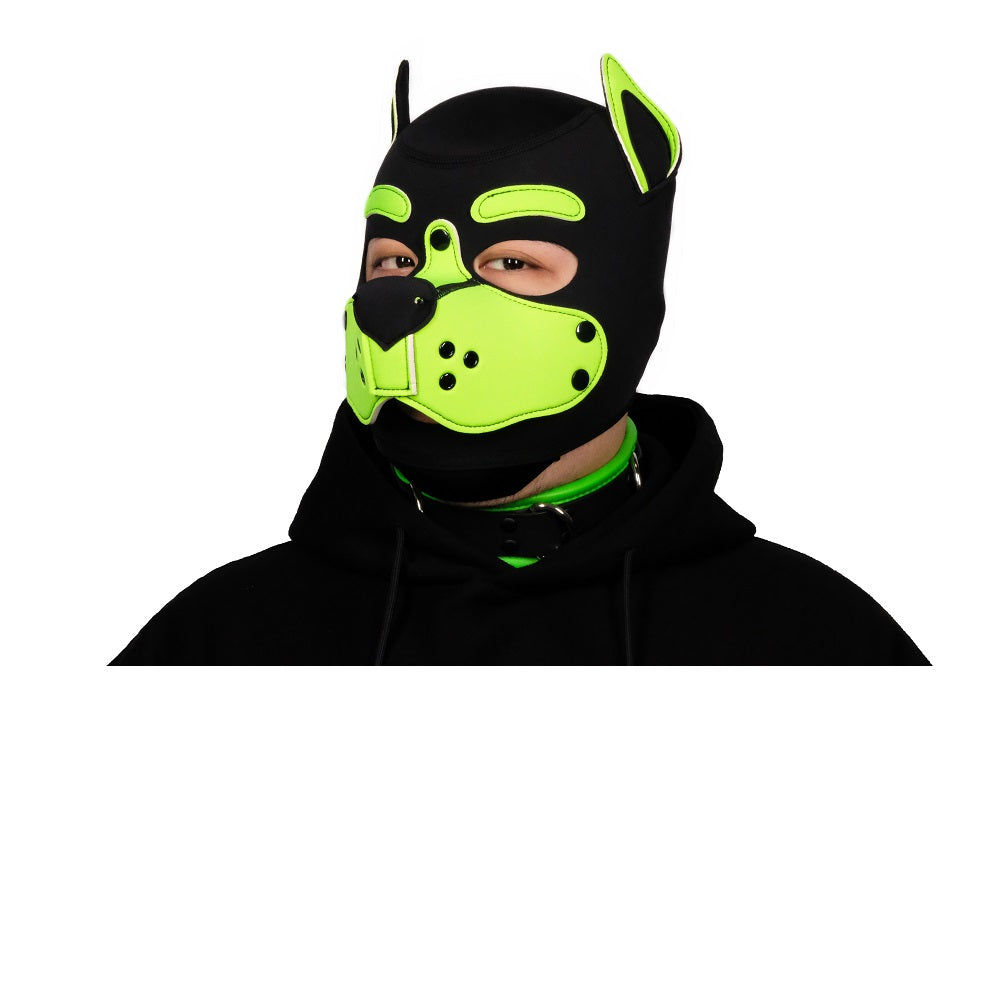 Neoprene Puppy Face Muzzle Dog Removable Full Head Hood Mask With Ears Cosplay Prop