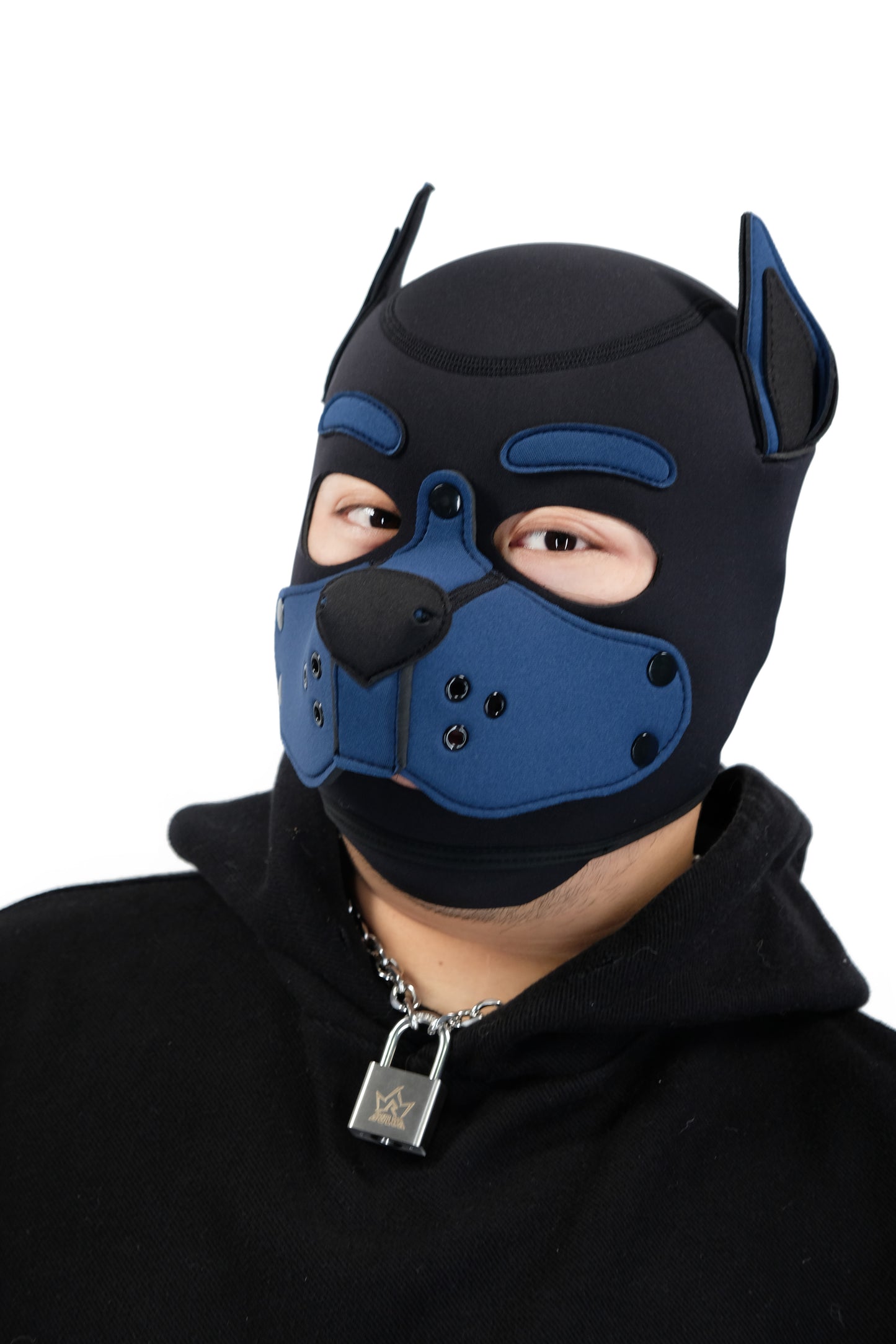 Neoprene Puppy Face Muzzle Dog Removable Full Head Hood Mask With Ears Cosplay Prop