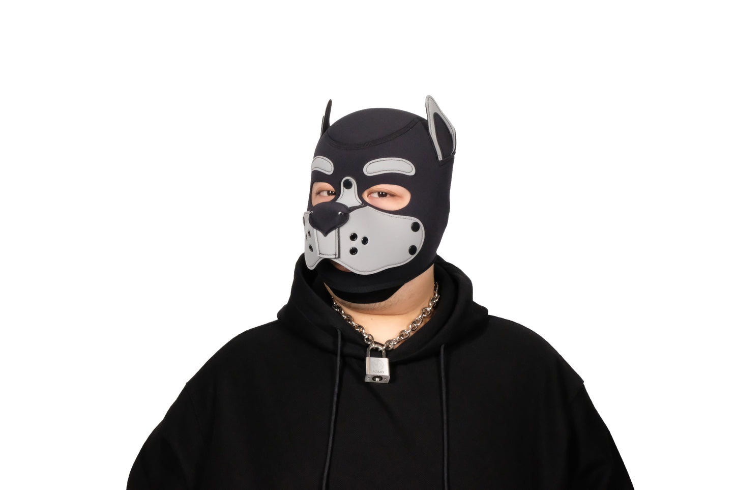 Neoprene Puppy Face Muzzle Dog Removable Full Head Hood Mask With Ears Cosplay Prop