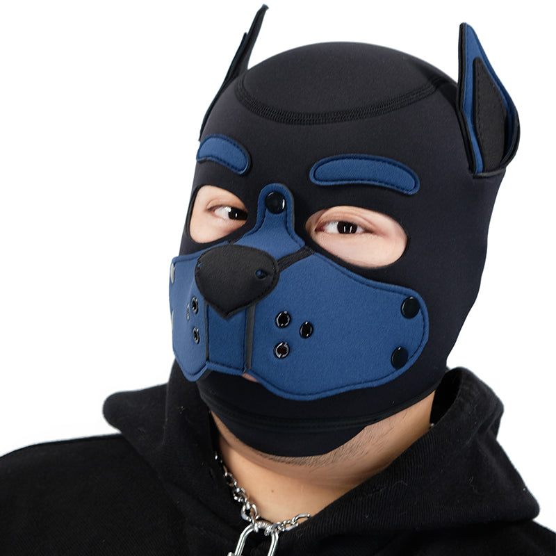 Neoprene Puppy Face Muzzle Dog Removable Full Head Hood Mask With Ears Cosplay Prop