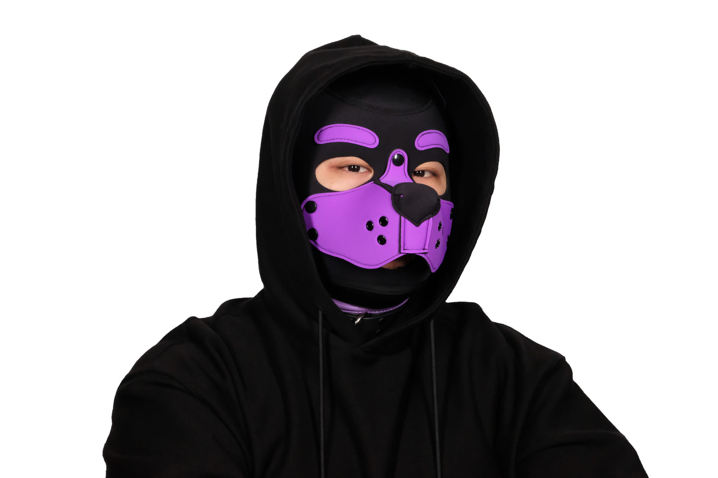 Neoprene Puppy Face Muzzle Dog Removable Full Head Hood Mask With Ears Cosplay Prop