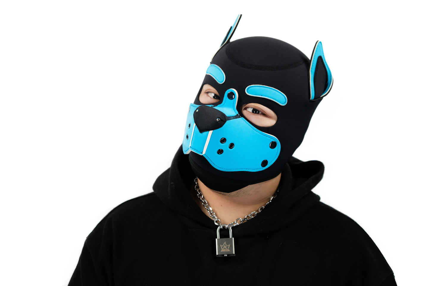 Neoprene Puppy Face Muzzle Dog Removable Full Head Hood Mask With Ears Cosplay Prop