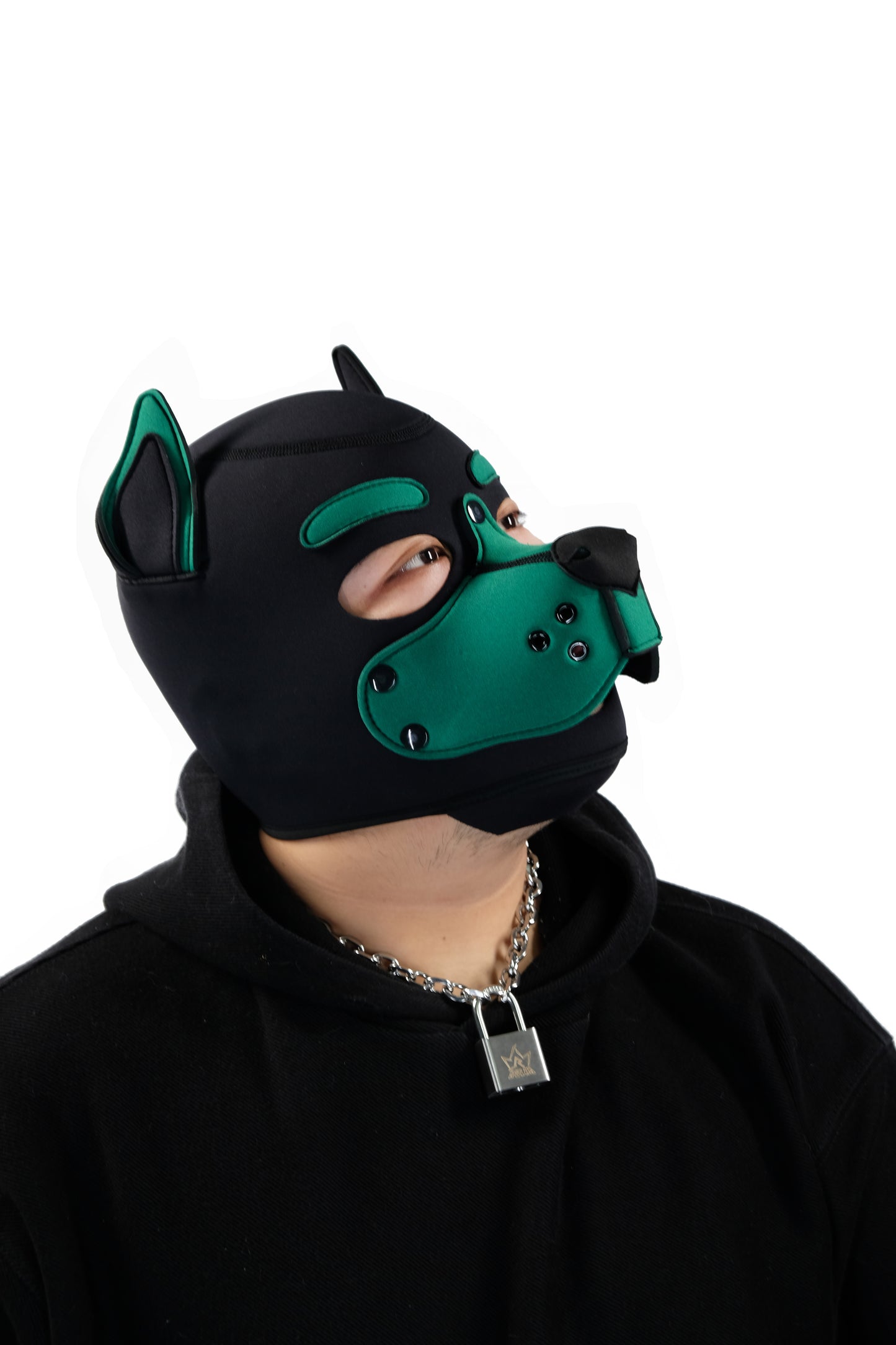 Neoprene Puppy Face Muzzle Dog Removable Full Head Hood Mask With Ears Cosplay Prop