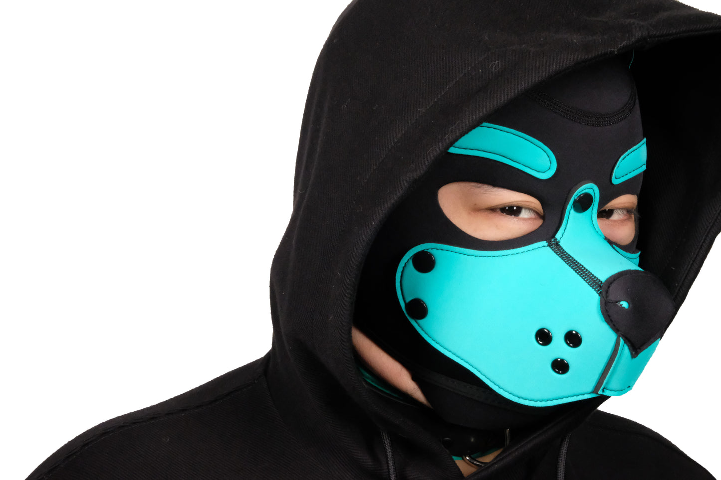 Neoprene Puppy Face Muzzle Dog Removable Full Head Hood Mask With Ears Cosplay Prop