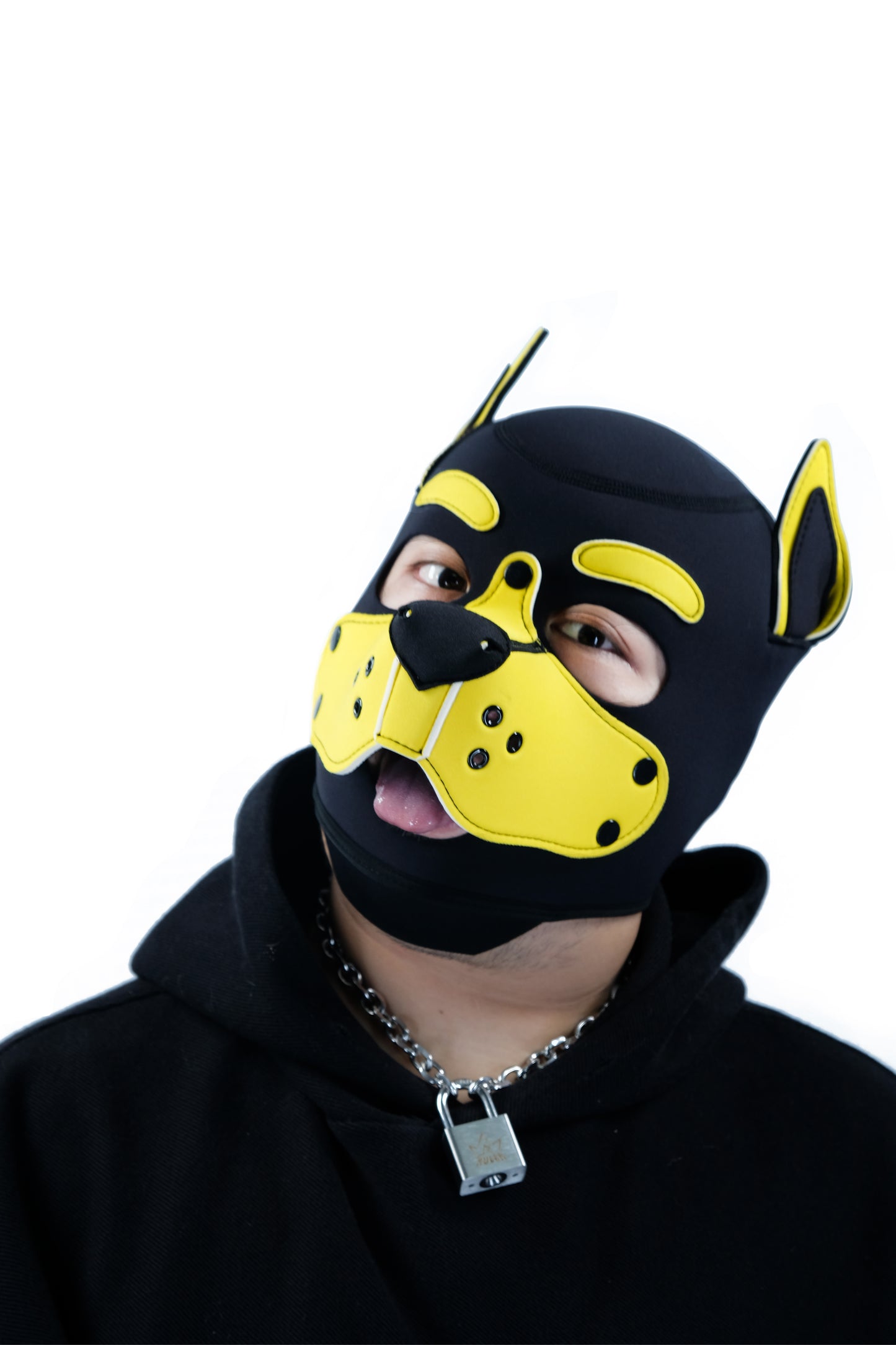 Neoprene Puppy Face Muzzle Dog Removable Full Head Hood Mask With Ears Cosplay Prop