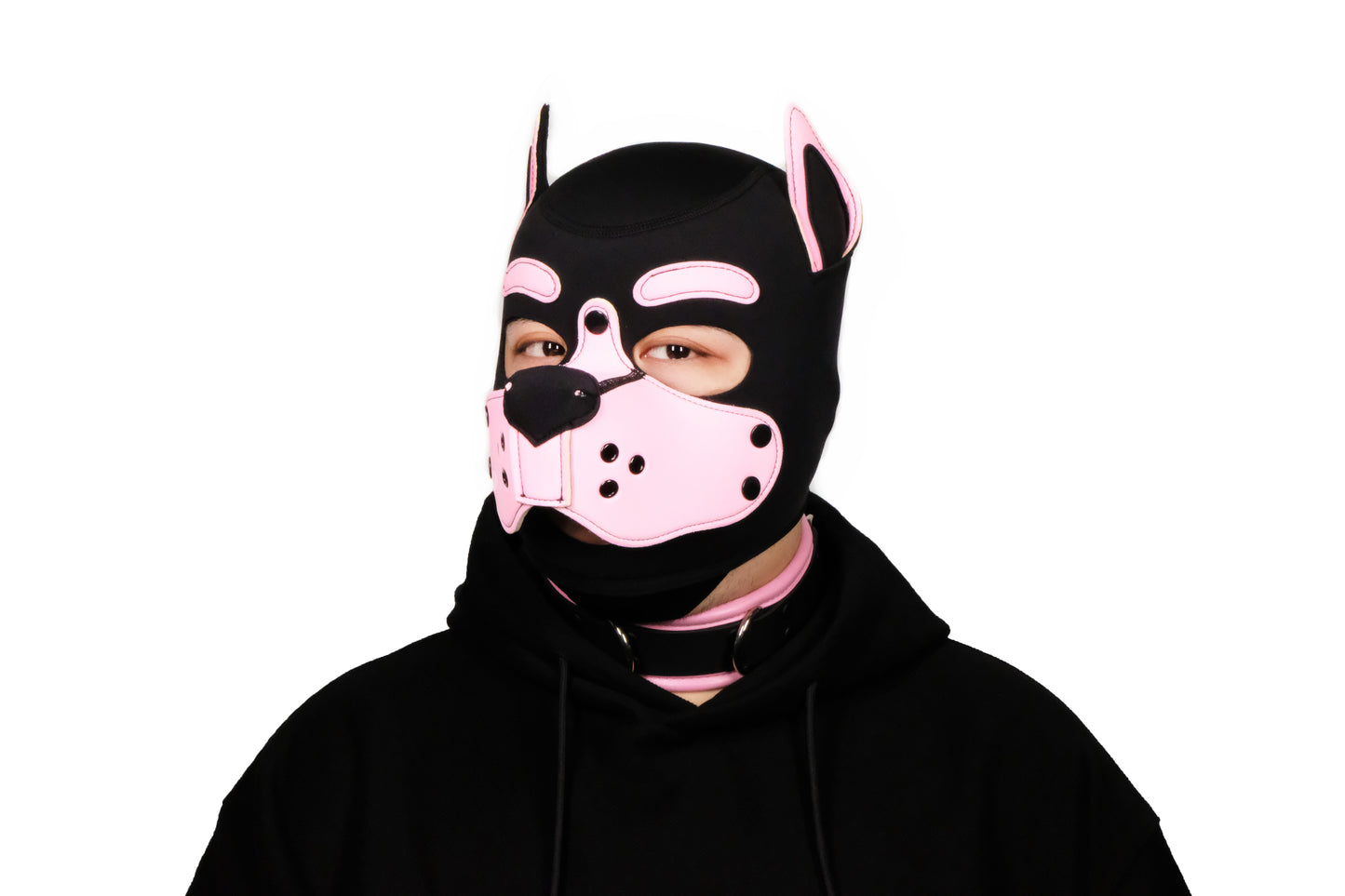 Neoprene Puppy Face Muzzle Dog Removable Full Head Hood Mask With Ears Cosplay Prop