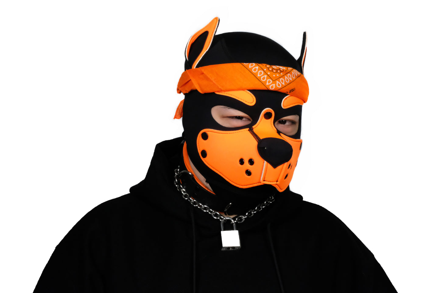 Neoprene Puppy Face Muzzle Dog Removable Full Head Hood Mask With Ears Cosplay Prop