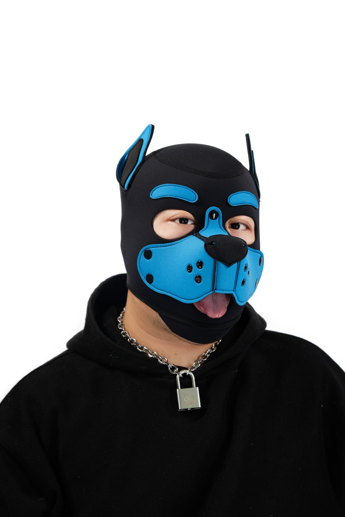 Neoprene Puppy Face Muzzle Dog Removable Full Head Hood Mask With Ears Cosplay Prop
