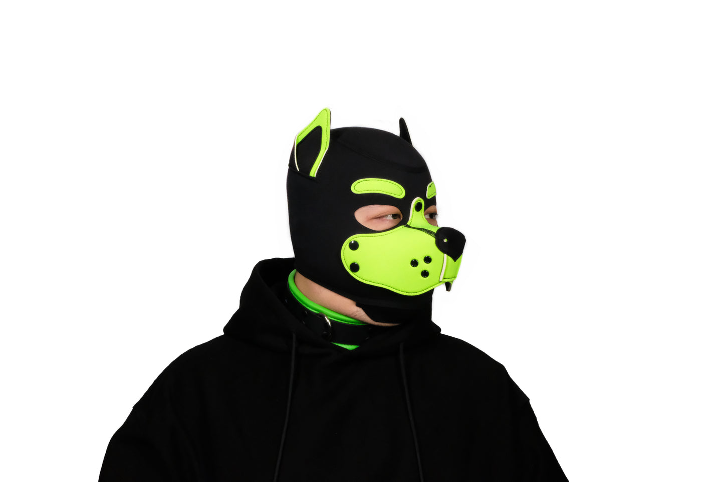 Neoprene Puppy Face Muzzle Dog Removable Full Head Hood Mask With Ears Cosplay Prop