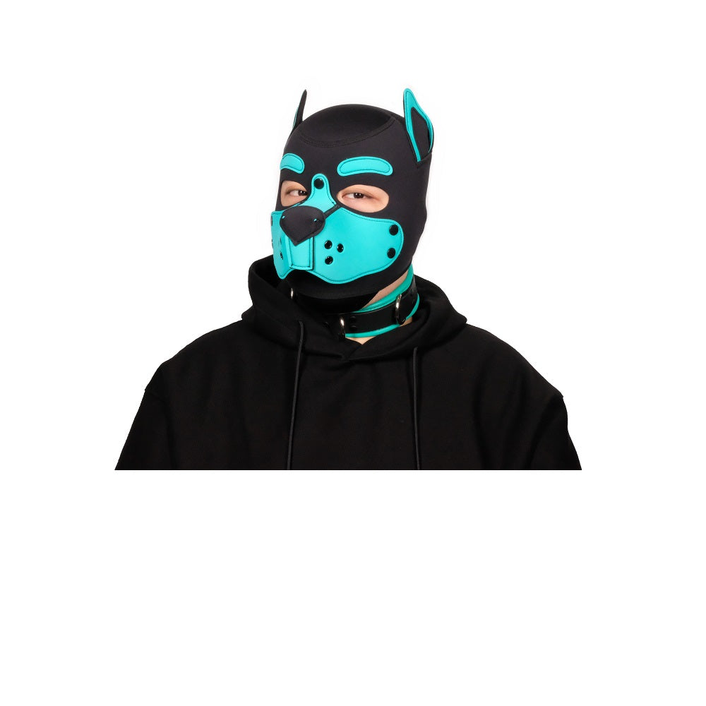 Neoprene Puppy Face Muzzle Dog Removable Full Head Hood Mask With Ears Cosplay Prop