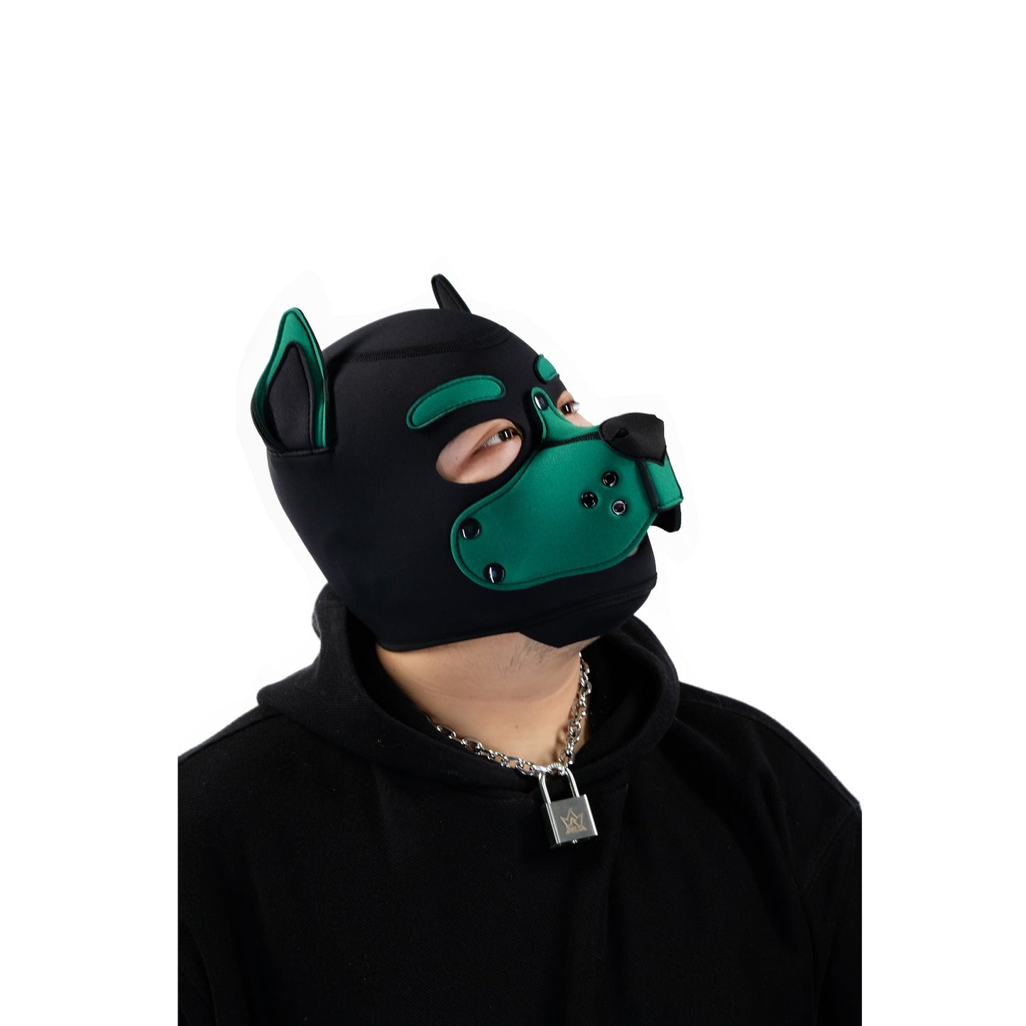 Neoprene Puppy Face Muzzle Dog Removable Full Head Hood Mask With Ears Cosplay Prop