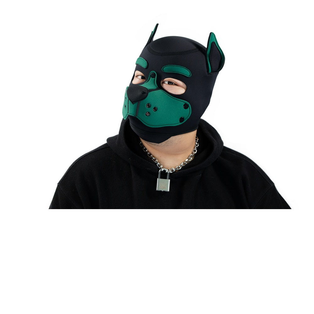Neoprene Puppy Face Muzzle Dog Removable Full Head Hood Mask With Ears Cosplay Prop