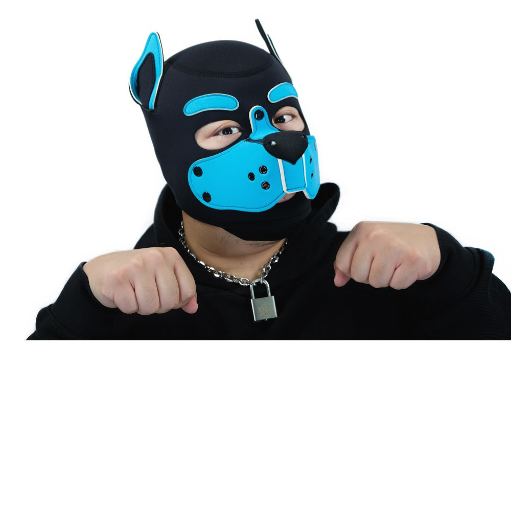 Neoprene Puppy Face Muzzle Dog Removable Full Head Hood Mask With Ears Cosplay Prop