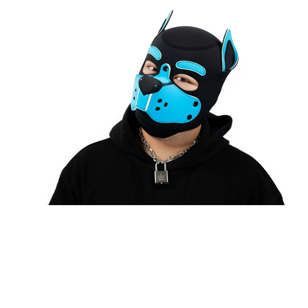 Neoprene Puppy Face Muzzle Dog Removable Full Head Hood Mask With Ears Cosplay Prop