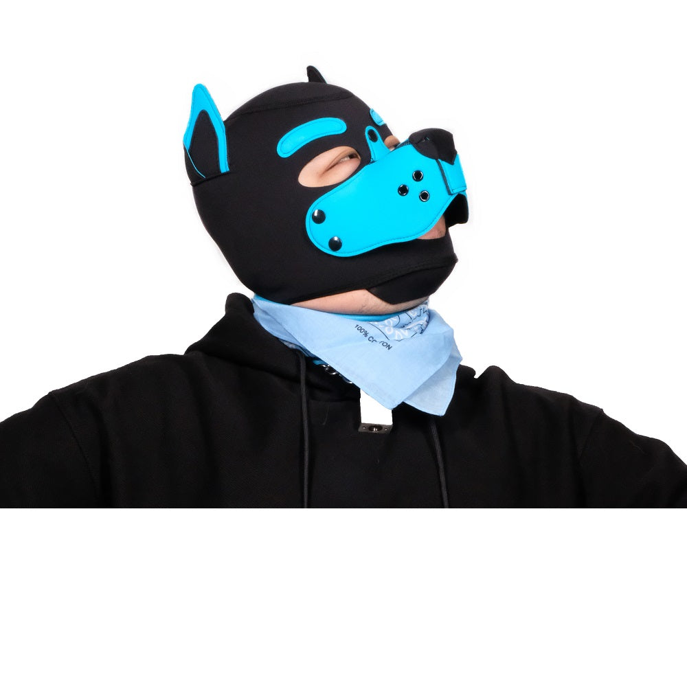 Neoprene Puppy Face Muzzle Dog Removable Full Head Hood Mask With Ears Cosplay Prop