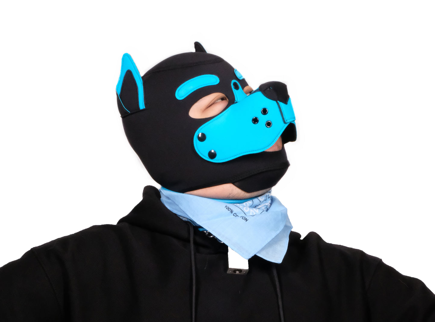 Neoprene Puppy Face Muzzle Dog Removable Full Head Hood Mask With Ears Cosplay Prop