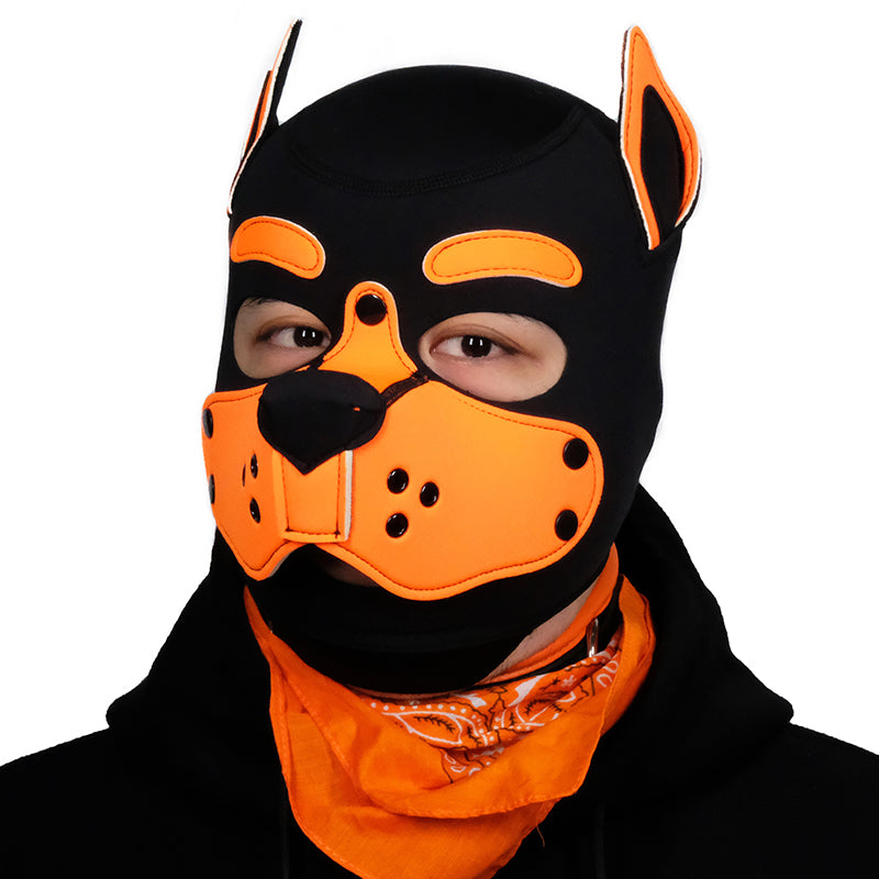 Neoprene Puppy Face Muzzle Dog Removable Full Head Hood Mask With Ears Cosplay Prop