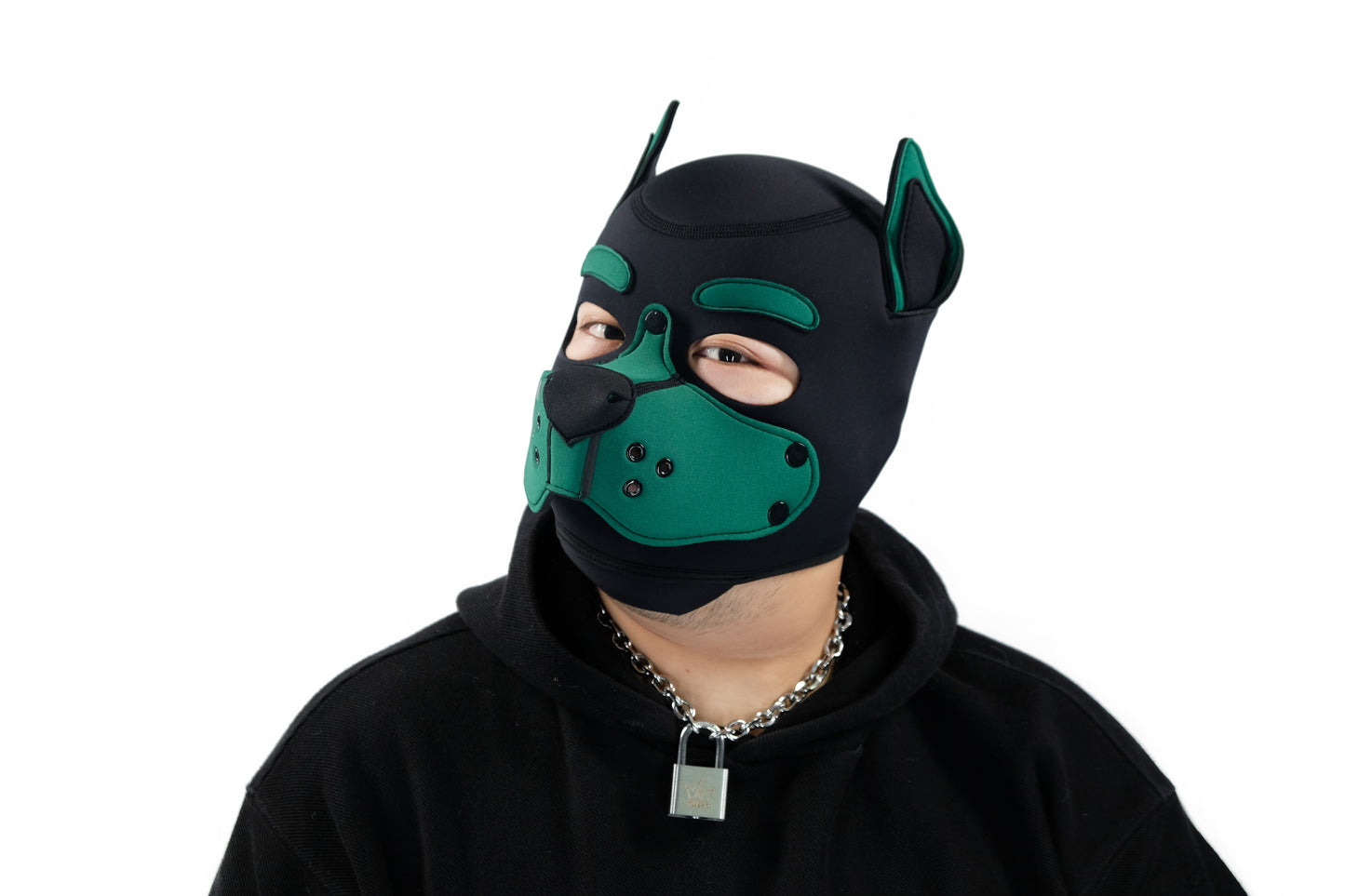 Neoprene Puppy Face Muzzle Dog Removable Full Head Hood Mask With Ears Cosplay Prop