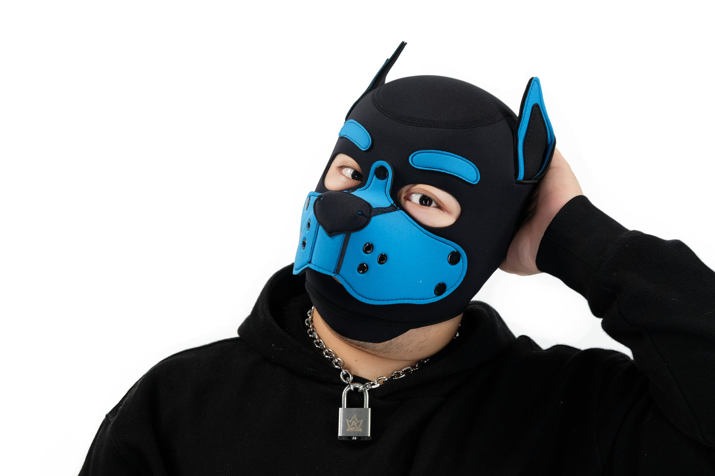 Neoprene Puppy Face Muzzle Dog Removable Full Head Hood Mask With Ears Cosplay Prop