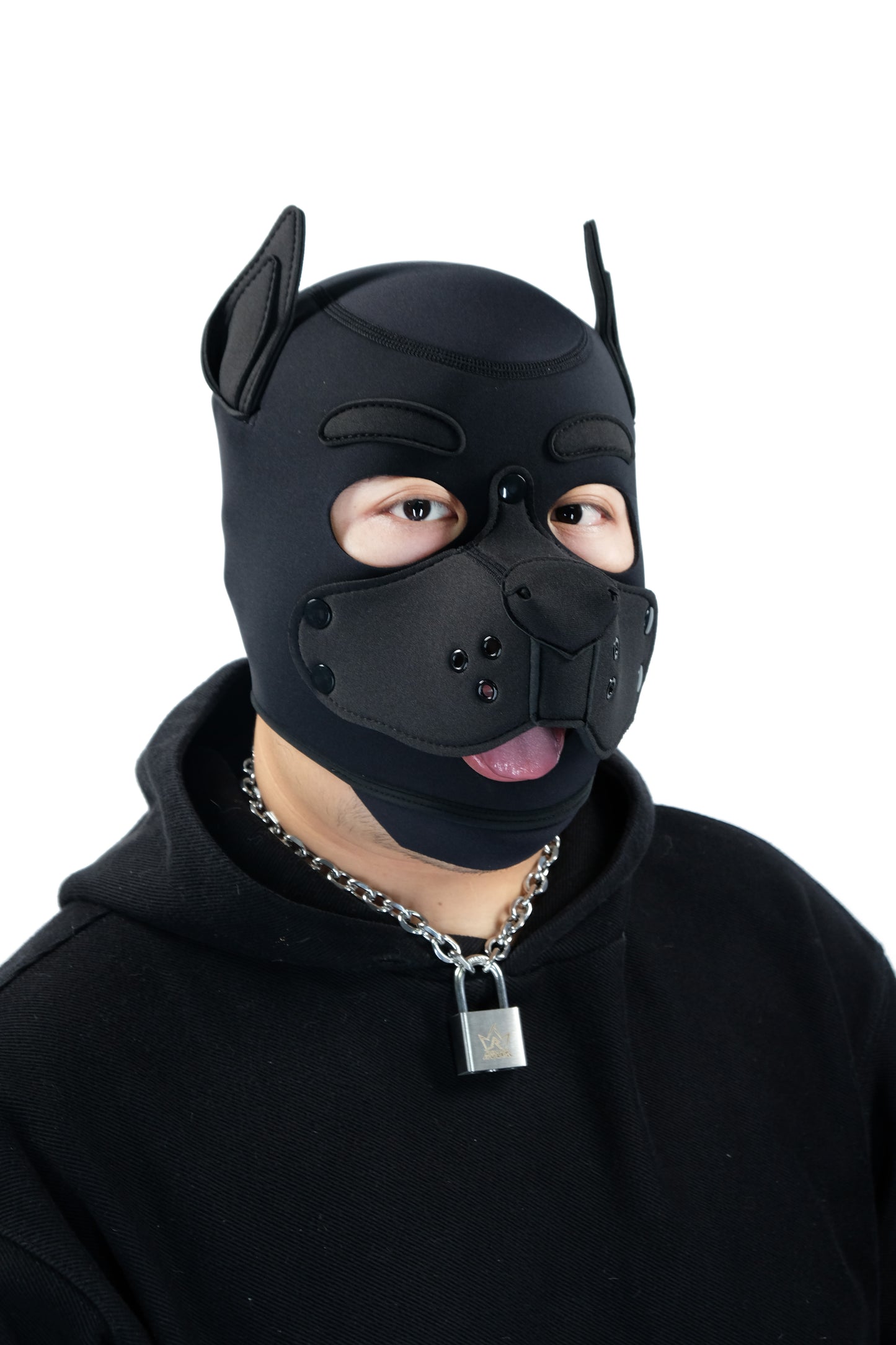 Neoprene Puppy Face Muzzle Dog Removable Full Head Hood Mask With Ears Cosplay Prop