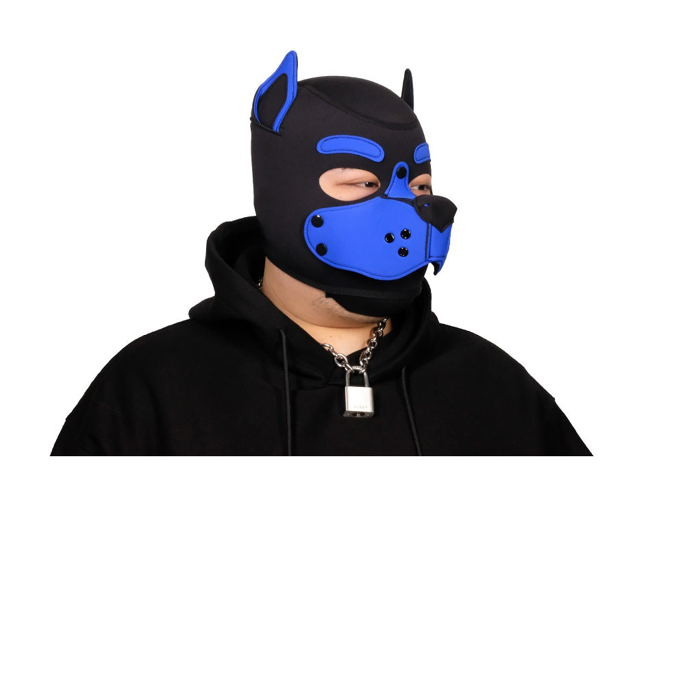 Neoprene Puppy Face Muzzle Dog Removable Full Head Hood Mask With Ears Cosplay Prop