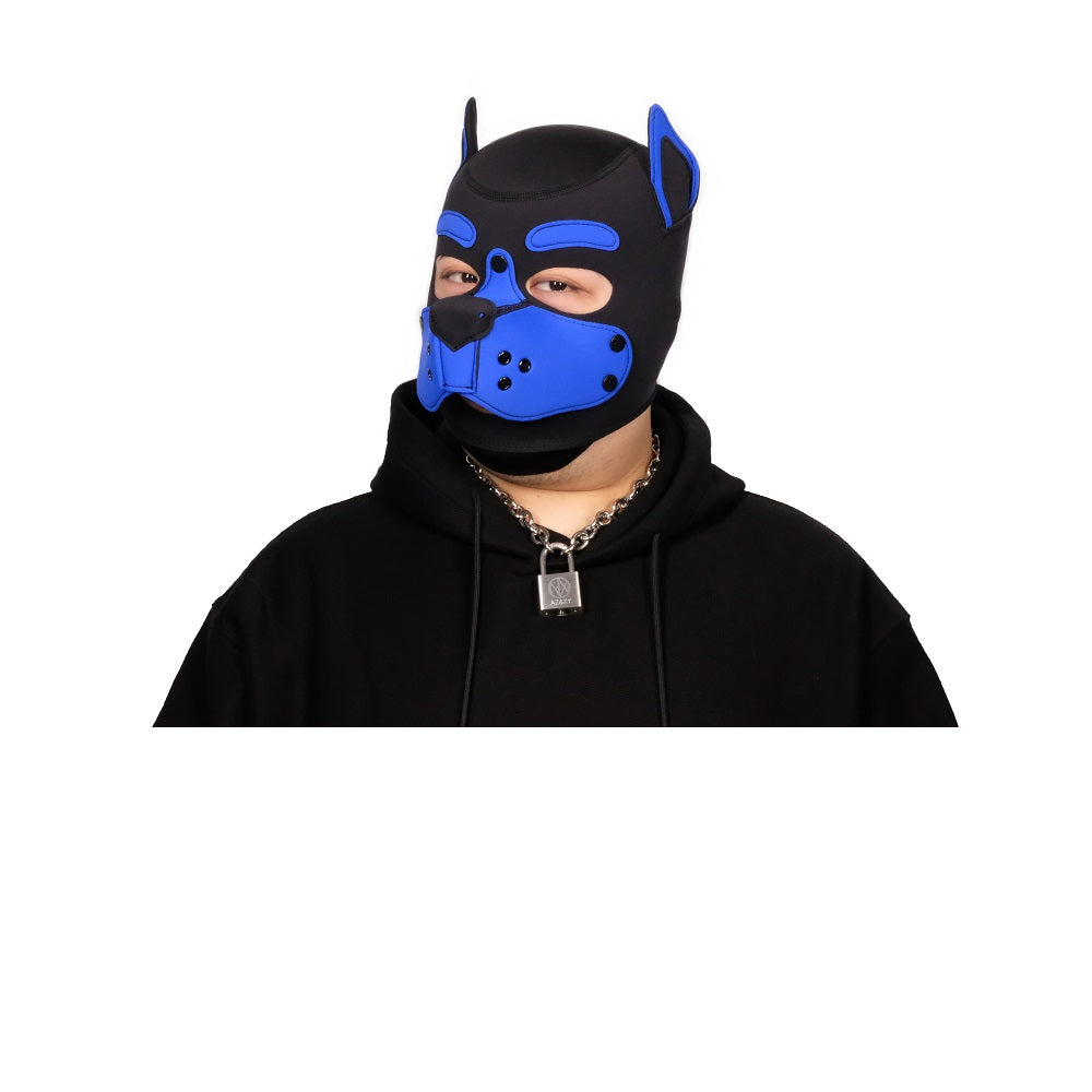 Neoprene Puppy Face Muzzle Dog Removable Full Head Hood Mask With Ears Cosplay Prop
