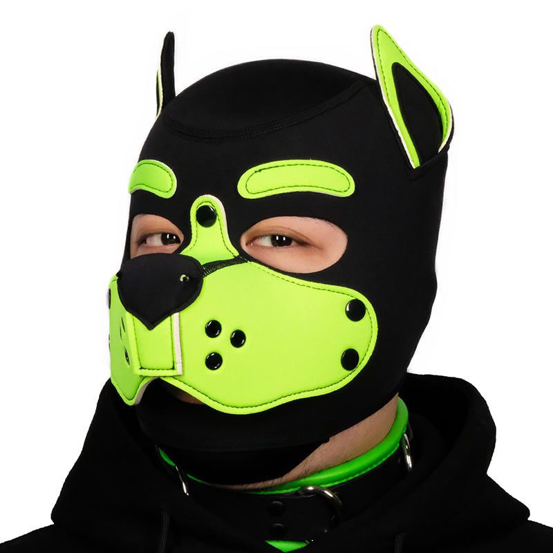 Neoprene Puppy Face Muzzle Dog Removable Full Head Hood Mask With Ears Cosplay Prop